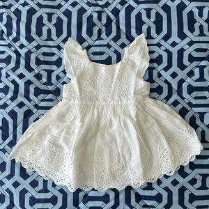 NWT White eyelet sleeveless Baby Gap dress w matching panty Size 12-18 months